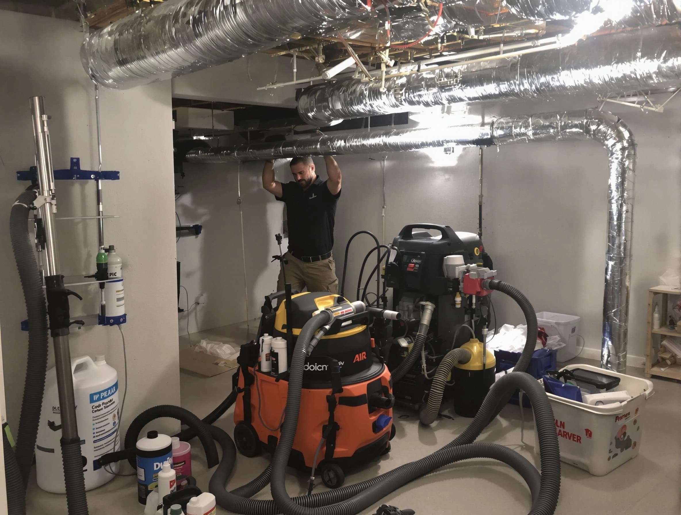 Placitas Air Duct Cleaning specialist performing professional mold removal from air ducts using safety equipment in Placitas