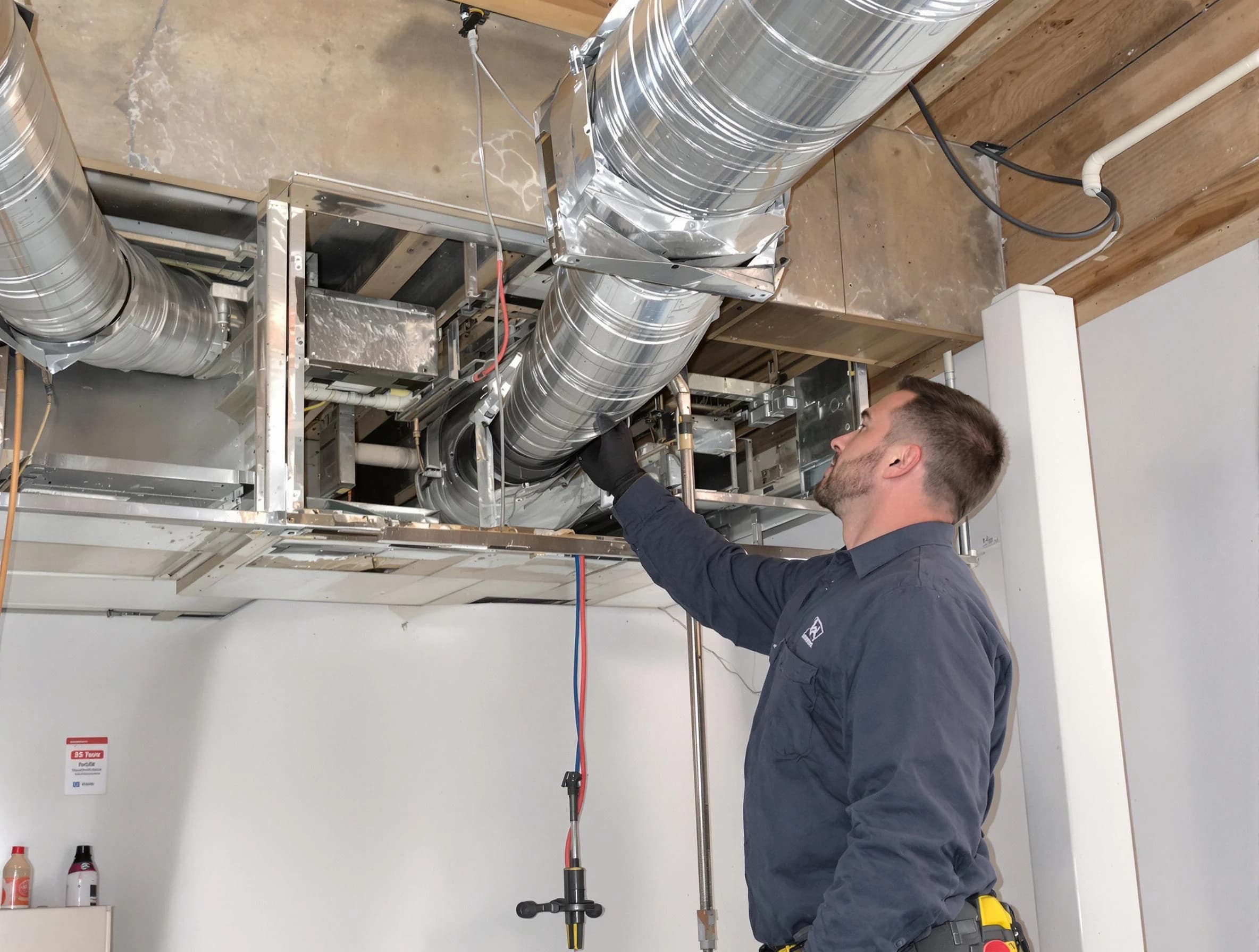 Placitas Air Duct Cleaning technician performing professional air duct repair using specialized tools in Placitas