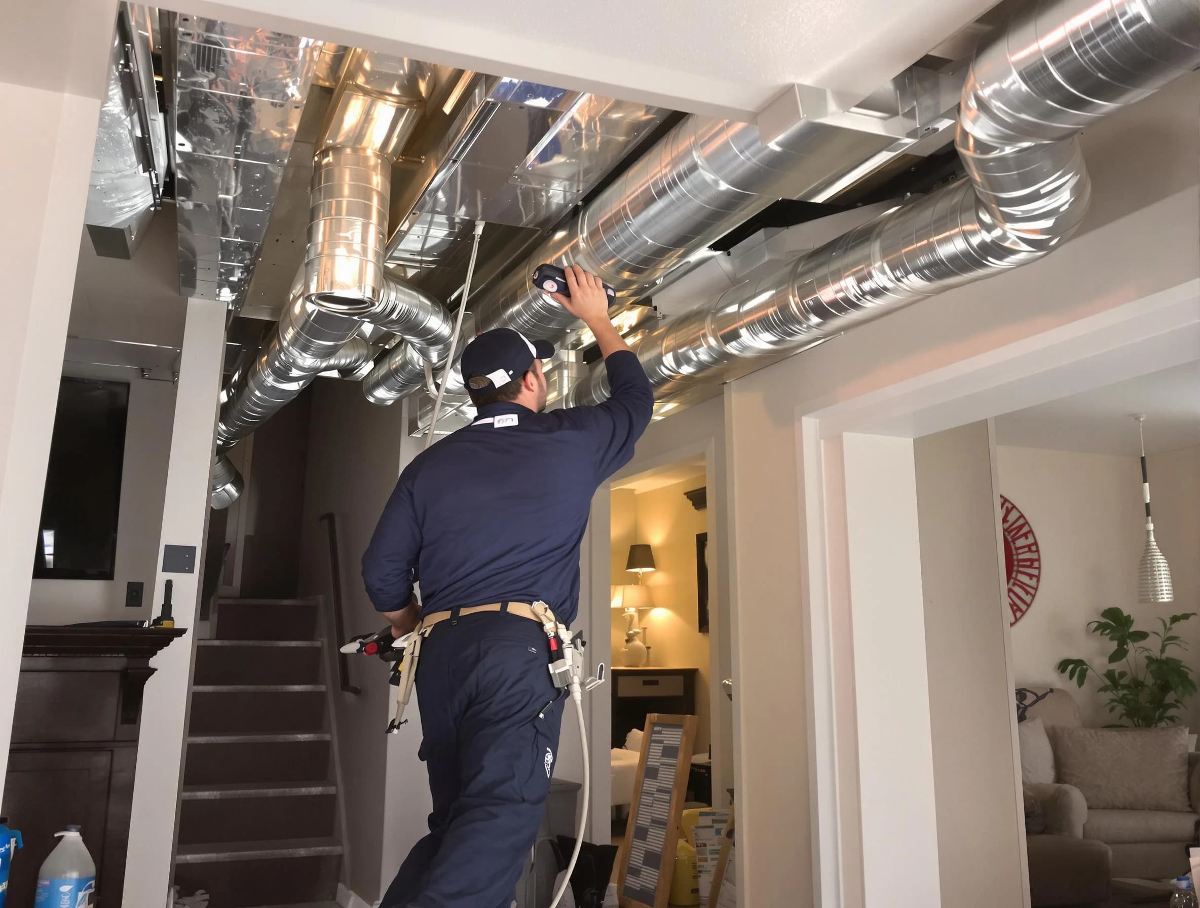 Placitas Air Duct Cleaning expert performing specialized duct cleaning in a mobile home in Placitas