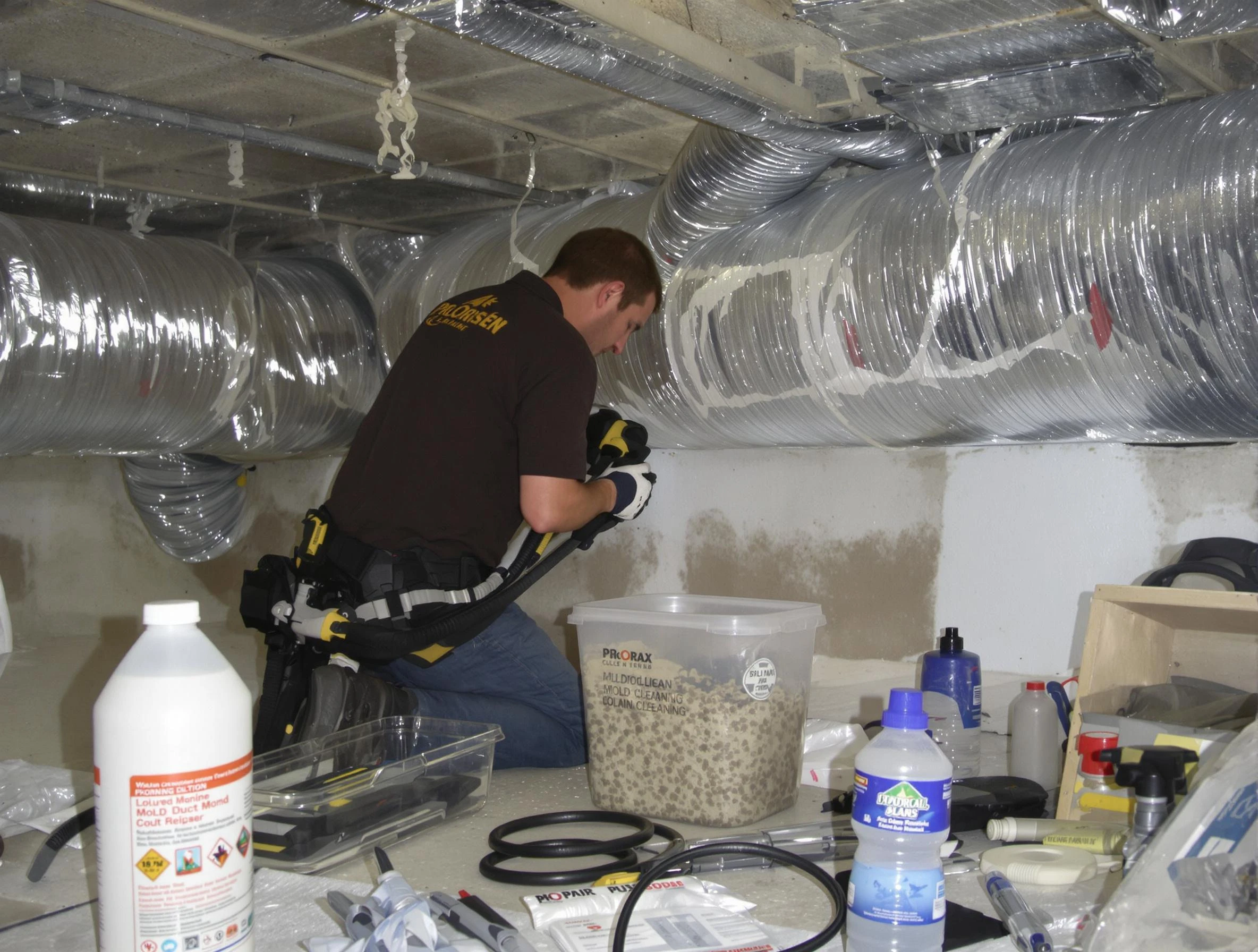 Placitas Air Duct Cleaning specialist performing professional mold removal from air ducts in Placitas