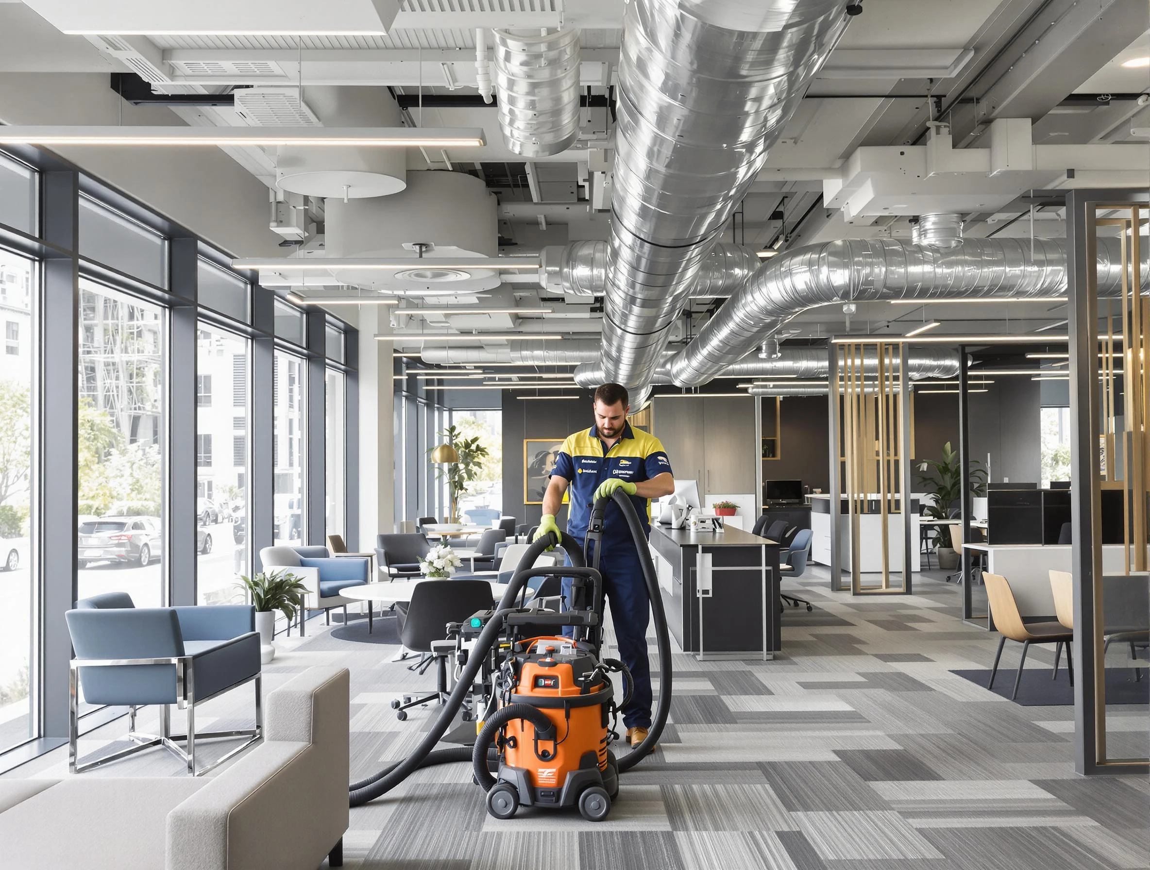 Placitas Air Duct Cleaning team performing thorough commercial duct cleaning at a Placitas business center